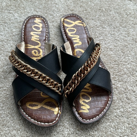 Sam Edelman Women's Gabrie Crisscross Chain Sandals Black 9.5 - Picture 1 of 6